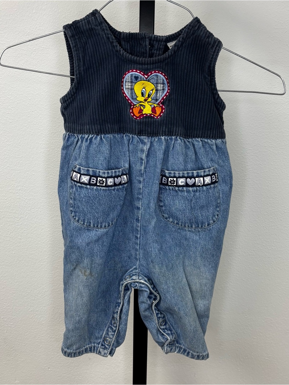 Warner Bros. Studio Store Tweety Corduroy & Denim Overalls 12 M